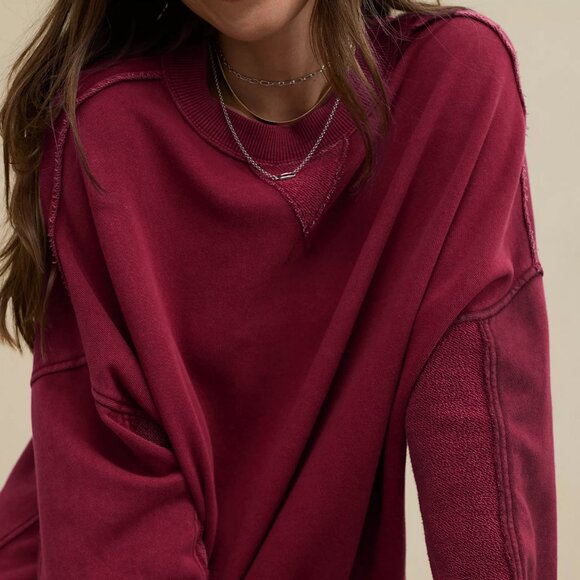 Women's sweatshirt jacket, loose, casual, crew neck top, a sophisticated commute - Picture 2 of 5